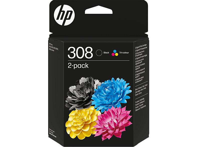 HP Paquete 2 Cartuchos de Tinta Original 308 Negro y Tricolor