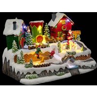 Pueblo Navideño Musical con Elfos y Papá Noel con 13 LEDs