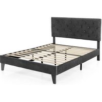 Estructura de Cama Tapizada con Cabecero Acolchado Costway 208 x 200 x 91 cm