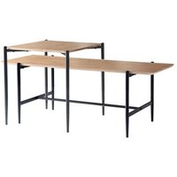 Juego de 2 mesas de centro nido con acabado efecto madera y patas de metal - L100 cm