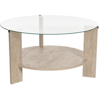 Mesa de centro redonda Ø75 cm con tablero de vidrio templado