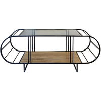 Mesa de Centro con Sobre de Vidrio y Metal L145 cm