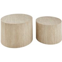 Juego de 2 Mesas de Centro Redondas Efecto Travertino Maia