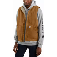 Chaleco Sin Mangas Marrón Con Forro De Pato Lavado T.s