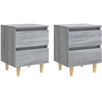 Mesitas de Noche 2 Unidades Patas de Madera Gris Sonoma 40x35x50 Cm