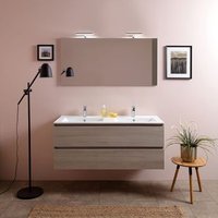 Mueble de Baño Doble Olmo Leon 120cm con Lavabo y Espejo
