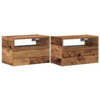 Mesitas De Noche De Pared 2 Unidades Madera Vieja 45x26x28,5 Cm