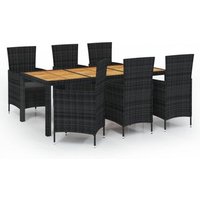 Set de Comedor de Jardín 7 Piezas Ratán Sintético Vidaxl