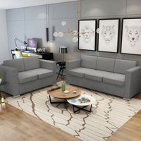 Rogal Conjunto de Sofás 2 Unidades Tela Gris