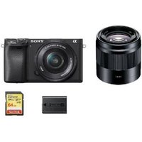 Cámara Sony Alpha A6400 Kit con Lente SEL 16-50mm y SEL 50mm F1.8 OSS + Tarjeta SD 64GB + Batería NP-FW50