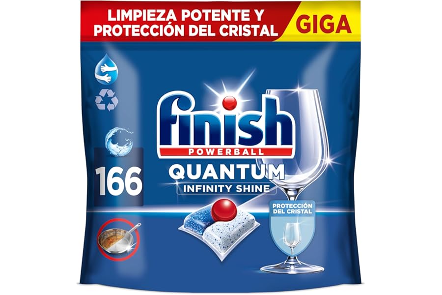 Finish Powerball Quantum Infinity Shine Pastillas para lavavajillas, 166 pastillas