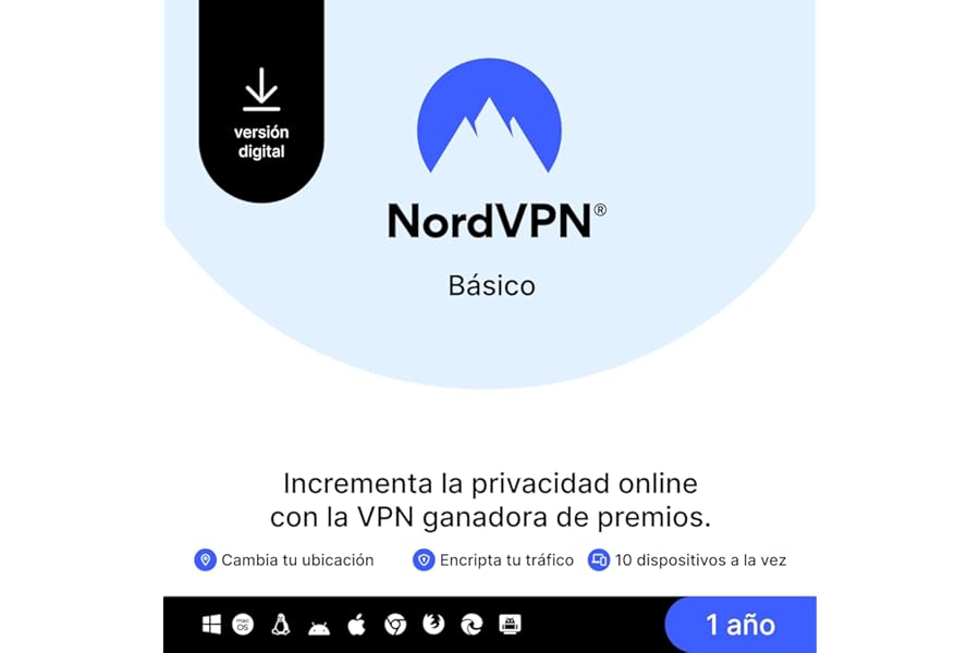 NordVPN Básico - 1 Año, 10 Dispositivos