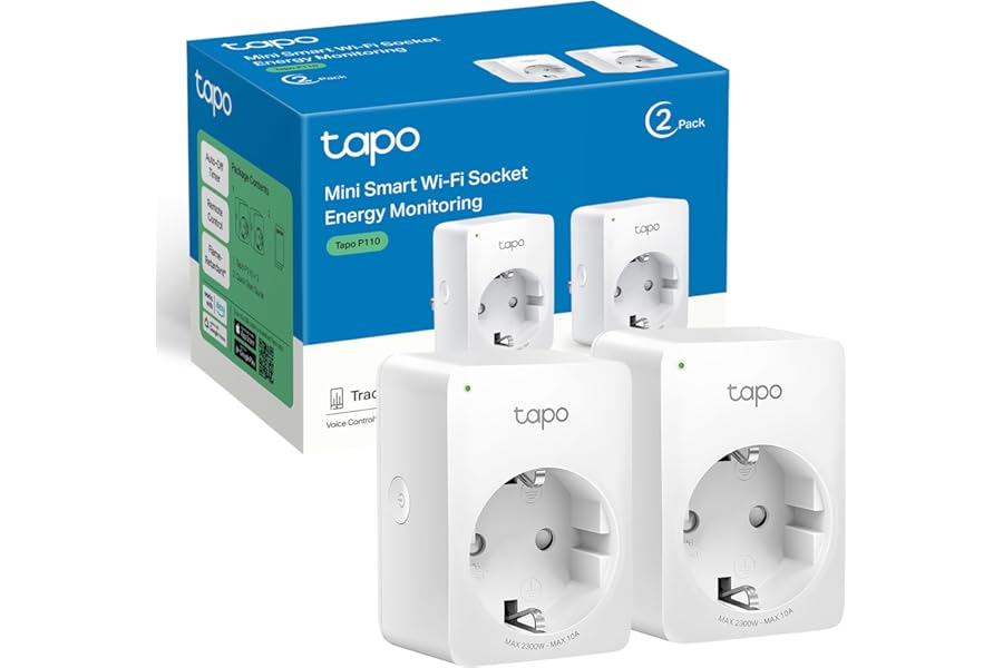 Tapo P110 Mini Enchufe Inteligente Wi-Fi con Monitoreo de Energía (Paquete de 2)