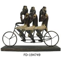 Figura Resina Metal Monos Bici 40x9x31