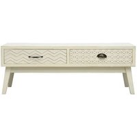 Mesa de Centro con 2 Cajones Tallados de Madera 110x50x40 cm