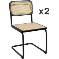 Pack 2 Sillas de Comedor Klast Home Madera de Hevea y Ratán