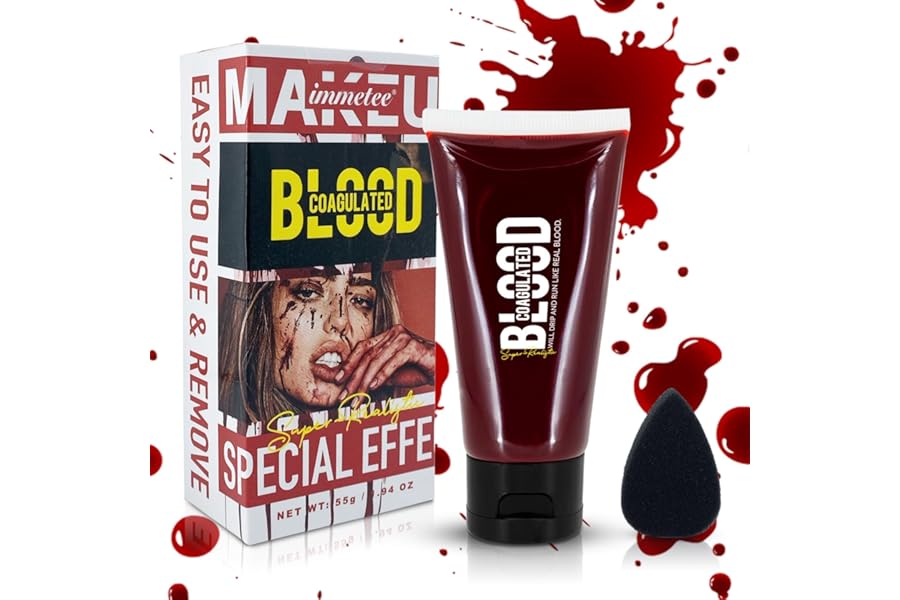 immetee Gel de Sangre Falsa Lavable para Maquillaje de Halloween