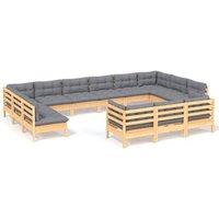 Juego de Muebles de Jardín Vidaxl 13 piezas + cojines de madera de pino