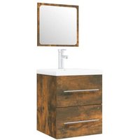 Mueble de Baño Vidaxl con Lavabo Roble Ahumado