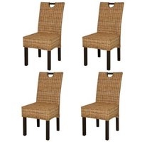 Rogal Sillas de Comedor 4 Unidades Ratán Kubu Madera de Mango