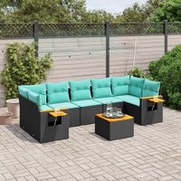 Set De Sofás De Jardín 8 Pzas Con Cojines Ratán Sintético