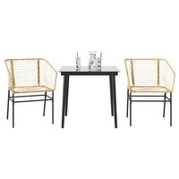 Juego de Comedor de Jardín de 3 Piezas de Ratán Sintético