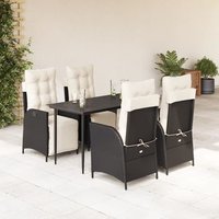 Set de muebles de jardín 5 piezas con cojines de ratán sintético