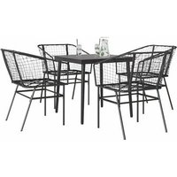 Juego de Comedor Jardín 5 Piezas Rattan Sintético con Vidrio