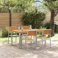 Juego de Comedor de Jardín de 5 Piezas Gris y Madera Natural V7830