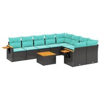 Sofá de Jardín de Ratán Sintético Negro