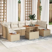 Conjunto De Sofá De Jardín Set De 8 Beige Y Crema V1628