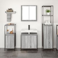 Conjunto De Muebles De Baño De 3 Piezas En Madera Ingenierizada Gris Sonoma V2479