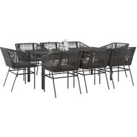 Conjunto de comedor jardín 9 piezas cojines rattan polivinílico V7421