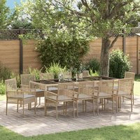 Juego de Comedor de Jardín de 11 Piezas de Poliratán con Cojines