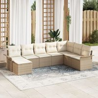 Set de Sofá de Jardín 8 Piezas Ratán - Beige