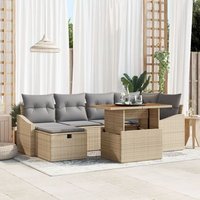 Conjunto de Sofá de Jardín de 7 Piezas con Cojines de Poliratán V4762