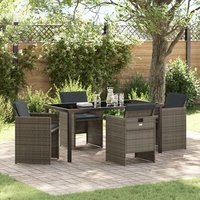 Conjunto de Comedor de Jardín de 5 Piezas con Cojines de Ratán