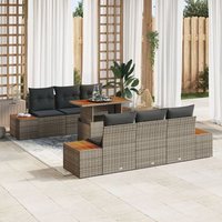 Juego de Comedor de Jardín de 7 Piezas en Ratán Gris