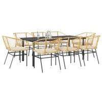 Juego de Cojines de Ratán Sintético Unico V7353 para Comedor de Jardín, 9 piezas