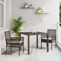 Conjunto De Comedor De Jardín De 3 Piezas Marrón De Poliratán V0832