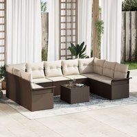 Juego de Sofá de Jardín de 9 Piezas con Cojines de Polirratán