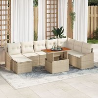 Conjunto de comedor de jardín 9 piezas de rattan y acacia V9894 Unico