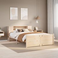 Cama con Estantería de Madera Maciza de Pino 120x190cm V2168 Unico Sin Colchón