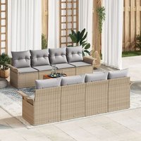 Conjunto Sofá de Jardín 9 piezas con cojines, rattan de polietileno acacia V4150 Unico
