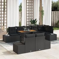 Conjunto Comedor Jardín 9 Piezas Ratán Poliéster Acacia