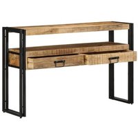 Mesa auxiliar de madera maciza con mango y metal, 120x33x75 cm, modelo V1810