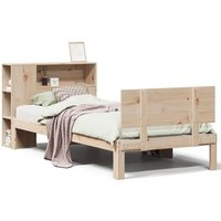 Cama con estantería sin colchón de madera maciza de pino 90x190 cm V4315