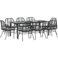 Set de comedor jardín 9 piezas cojines ratan V6790