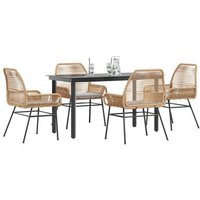 Juego de comedor jardín 5 piezas cojines ratán sintético