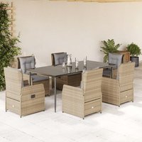 Set de Comedor de Jardín 7 Piezas de Ratán Sintético